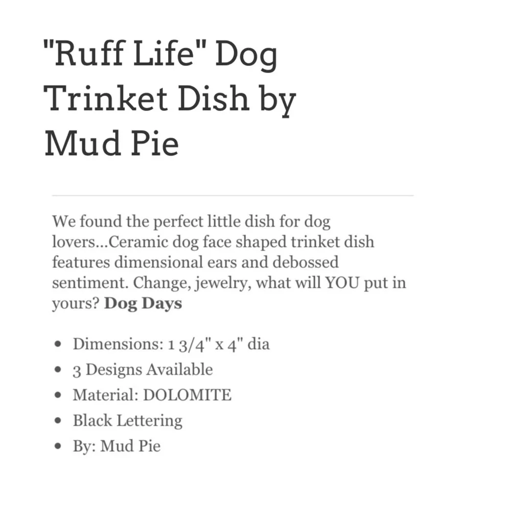 Mud Pie Dog Trinket Dish